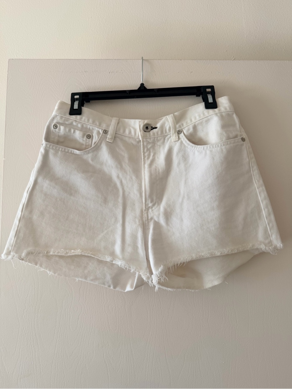 Rag and bone White High-Rise Frayed Hem Denim Shorts size 28